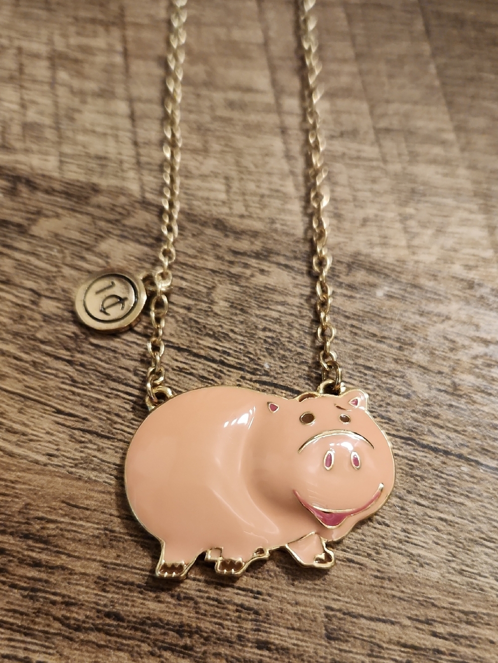 Disney Hamm Pink Pig Enamel Necklace